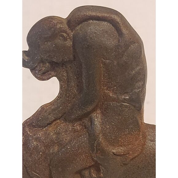 Vintage Cast Iron The Last Trail Bookends Marked 1930 Connecticut‎ Foundry  #902 - Picture 8 of 12